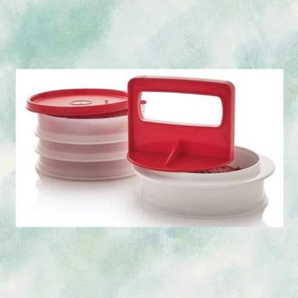 Tupperware Hamburger press& Keepers